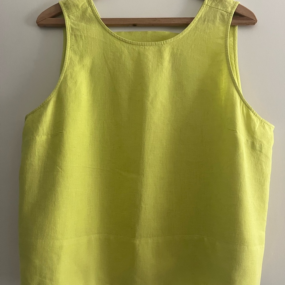 LOFT Neon Yellow Linen Sleeveless Tank Top